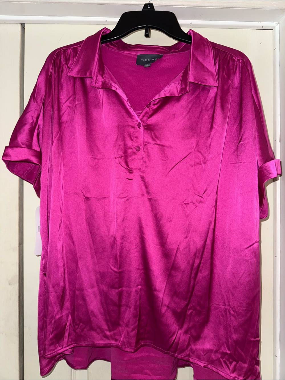 Bright Fuchsia Satin Blouse